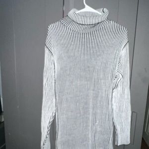 PLT Striped Tyrtle neck Sweater Dress